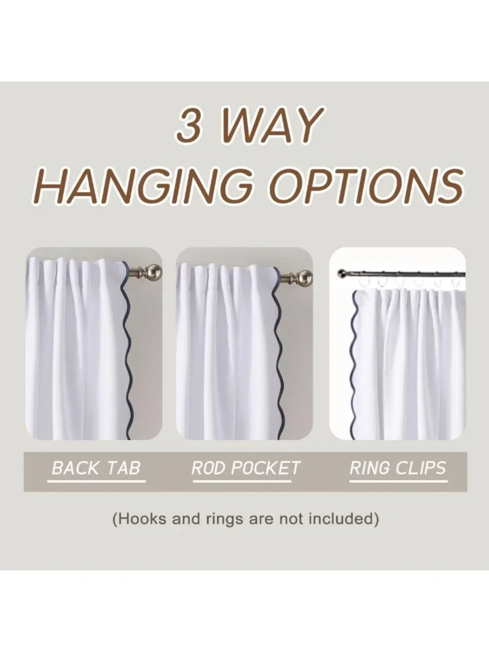 Light Filtering Scallop Edge Curtains, 52